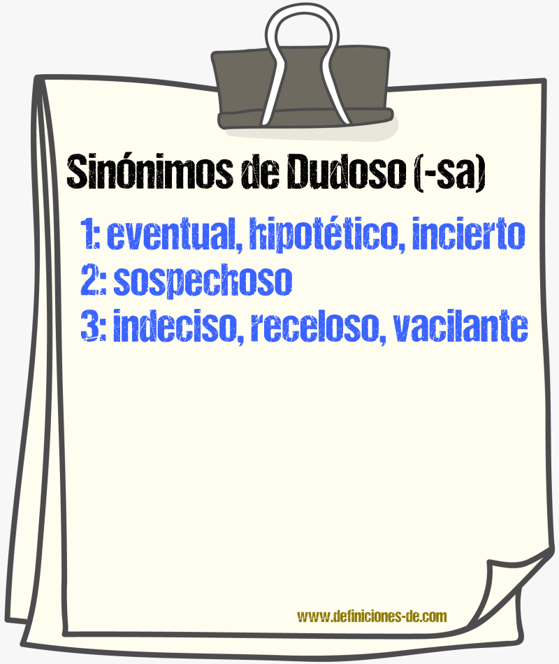 Sinnimos de dudoso