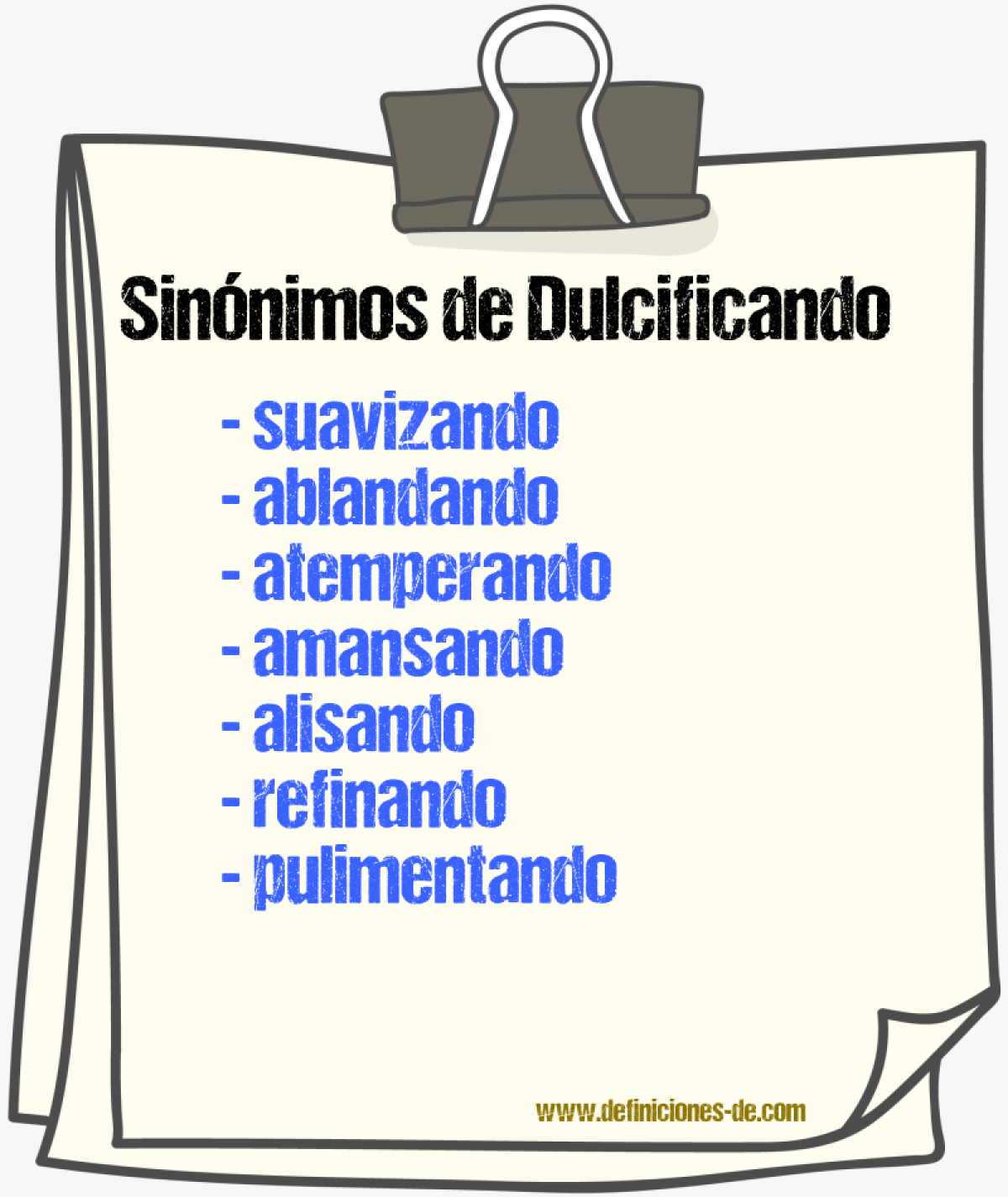 Sinónimos de dulcificando