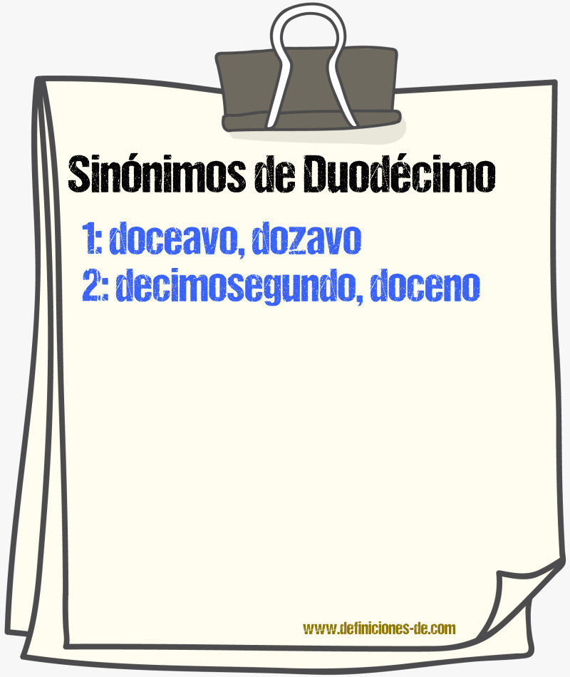 Sinnimos de duodcimo