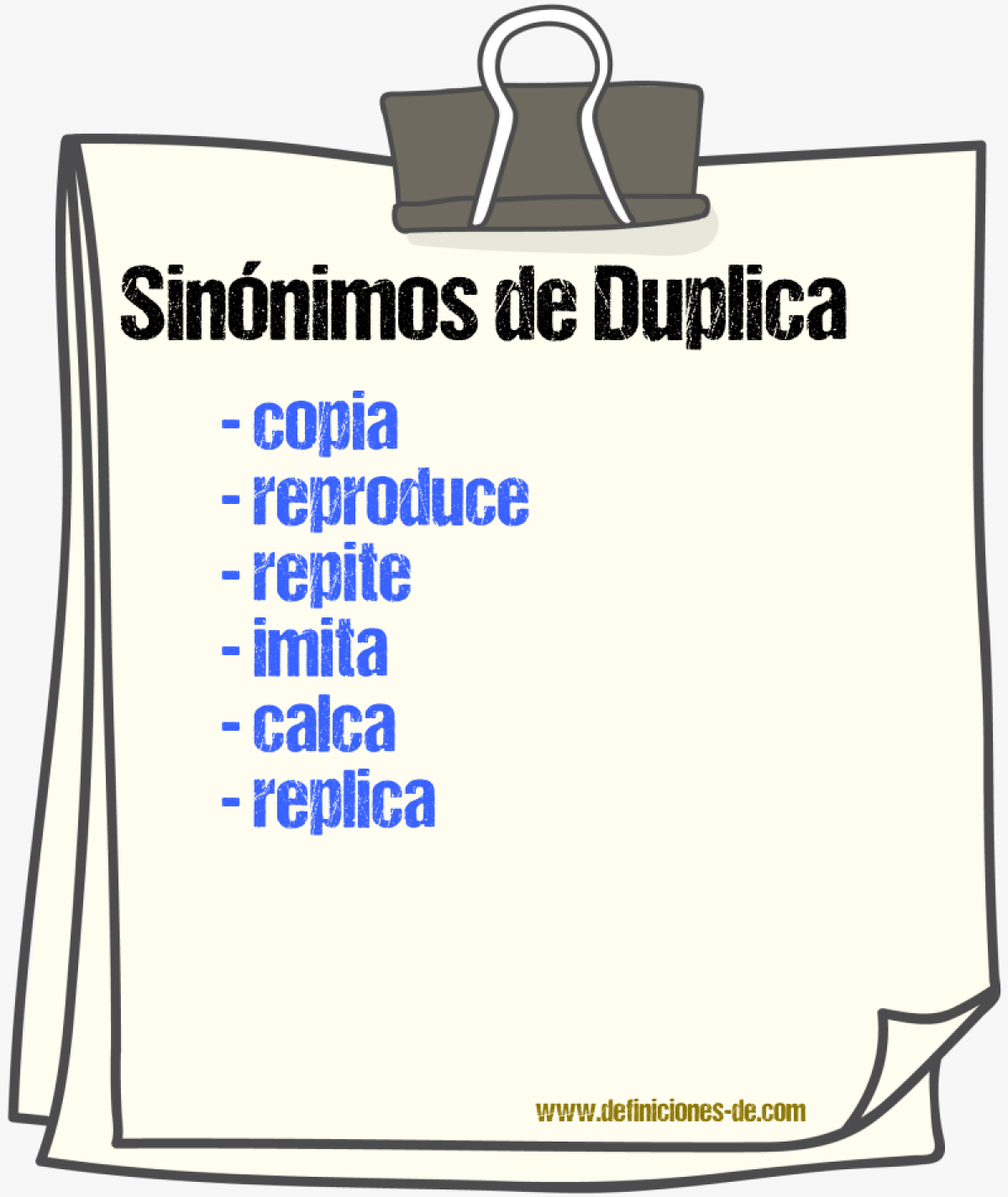 Sinónimos de duplica