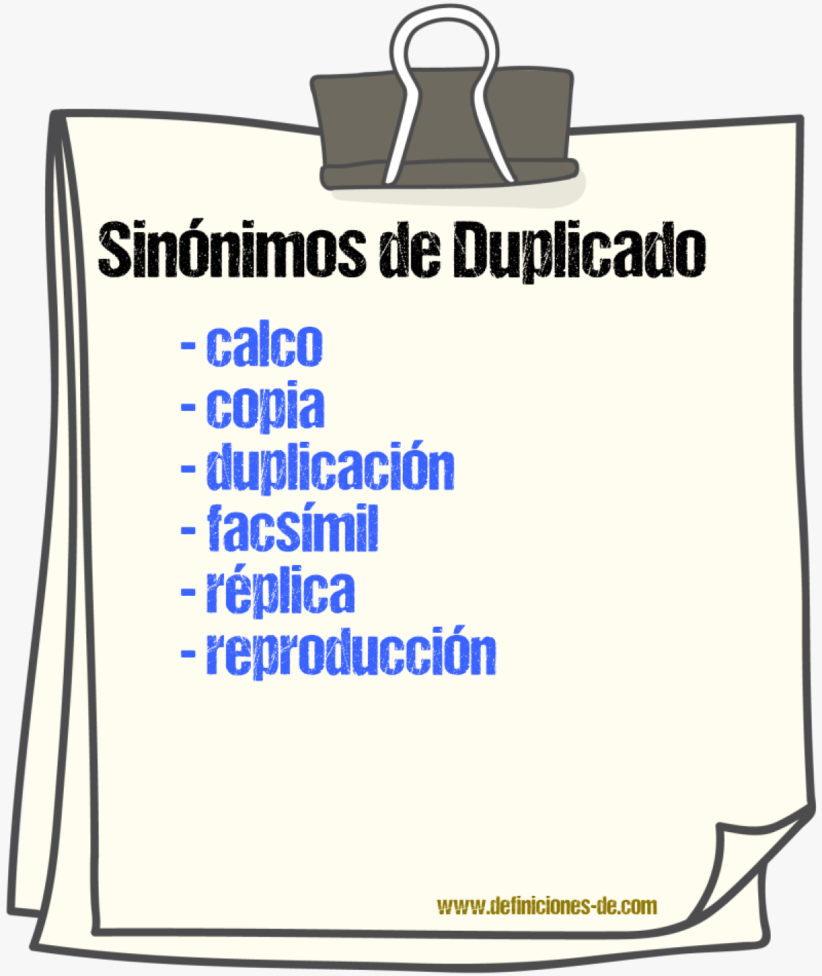 Sinnimos de duplicado