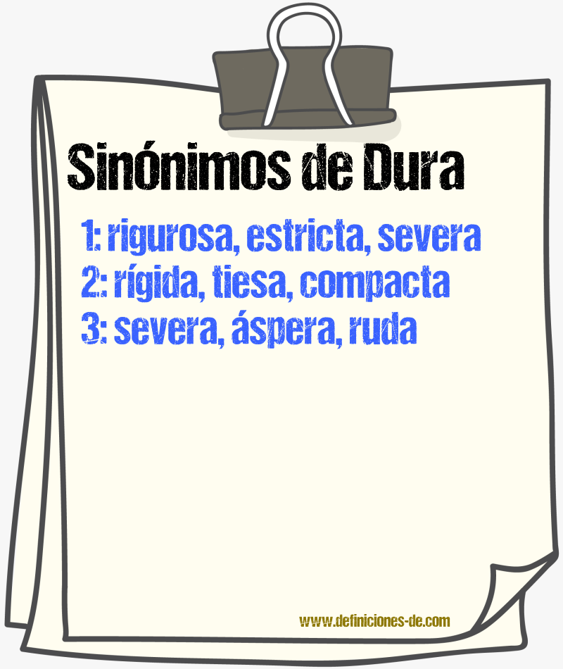 Sinónimos de dura