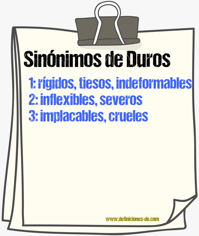 Sinónimos de duros