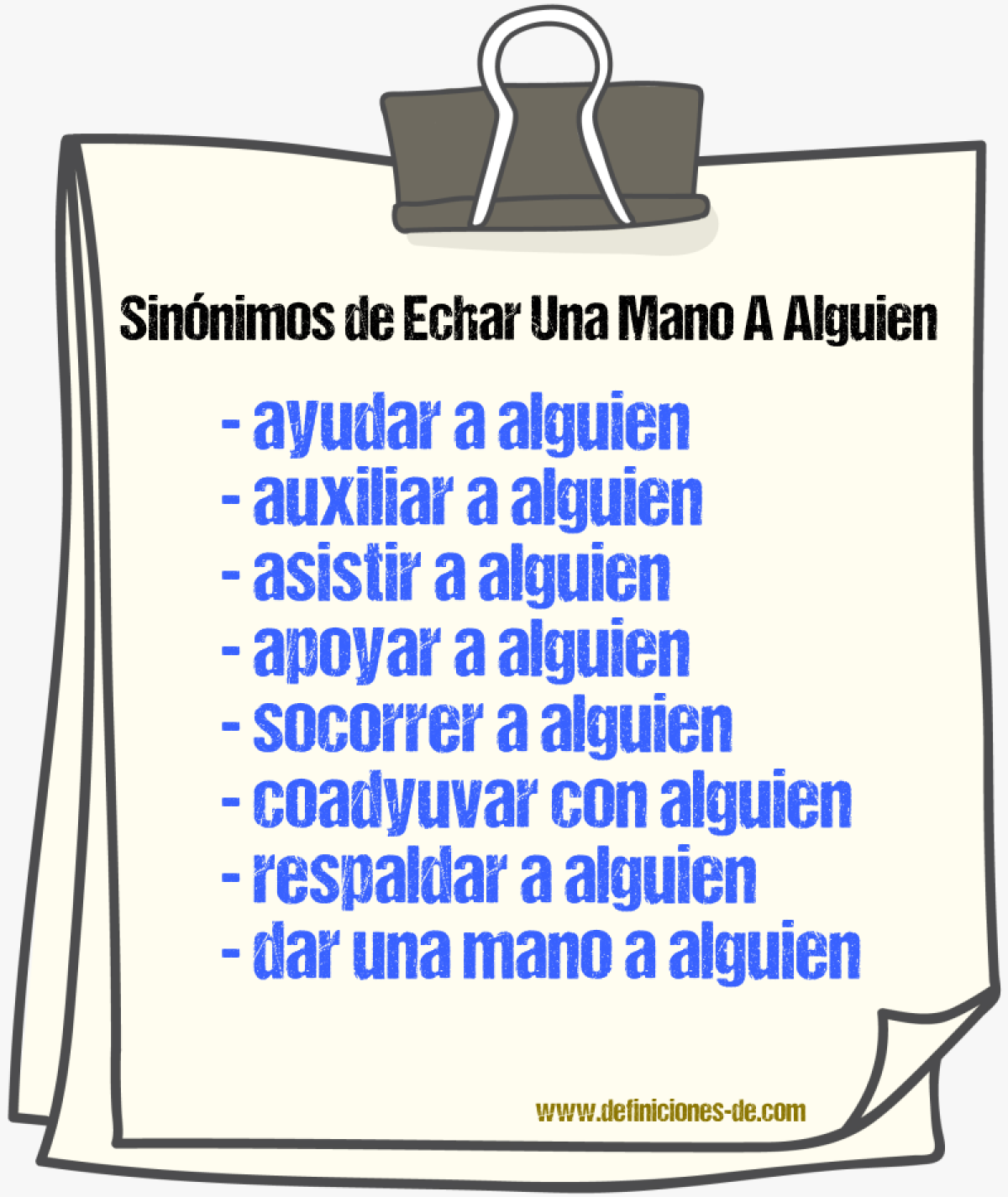 Sinónimos de echar una mano a alguien