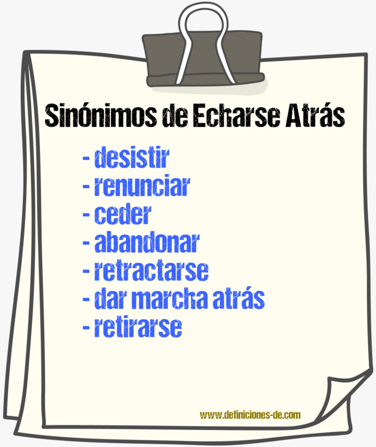Sinónimos de echarse atrás