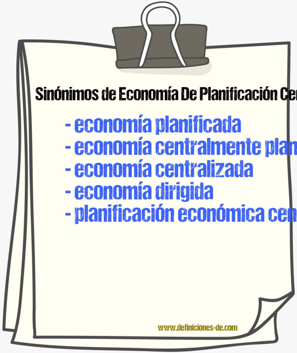 Sinónimos de economía de planificación central