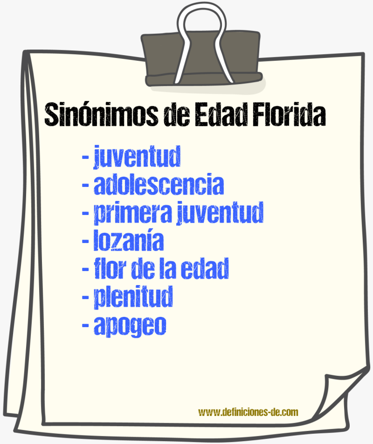 Sinónimos de edad florida
