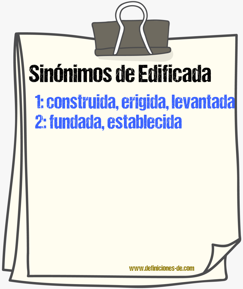 Sinónimos de edificada