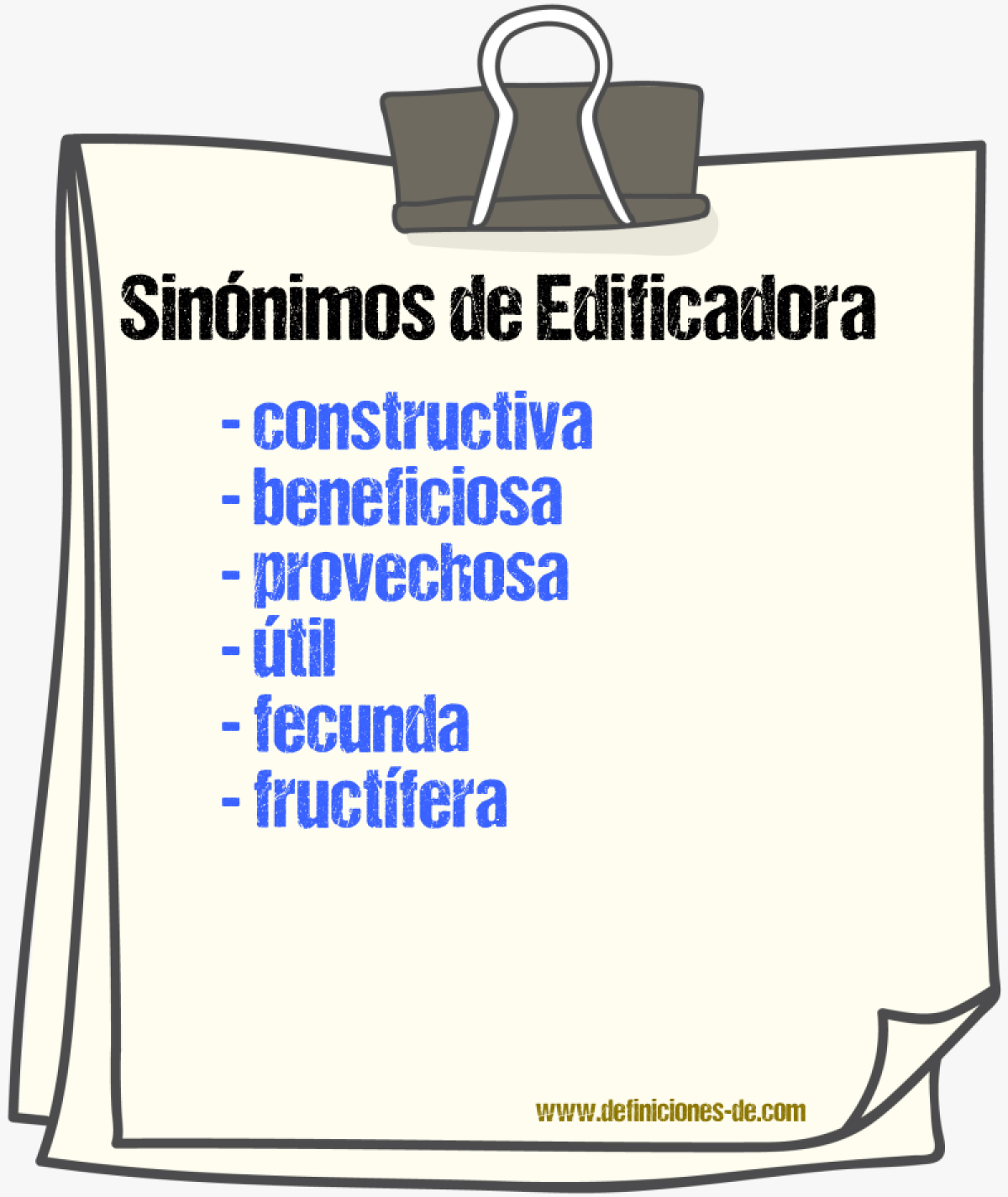 Sinónimos de edificadora