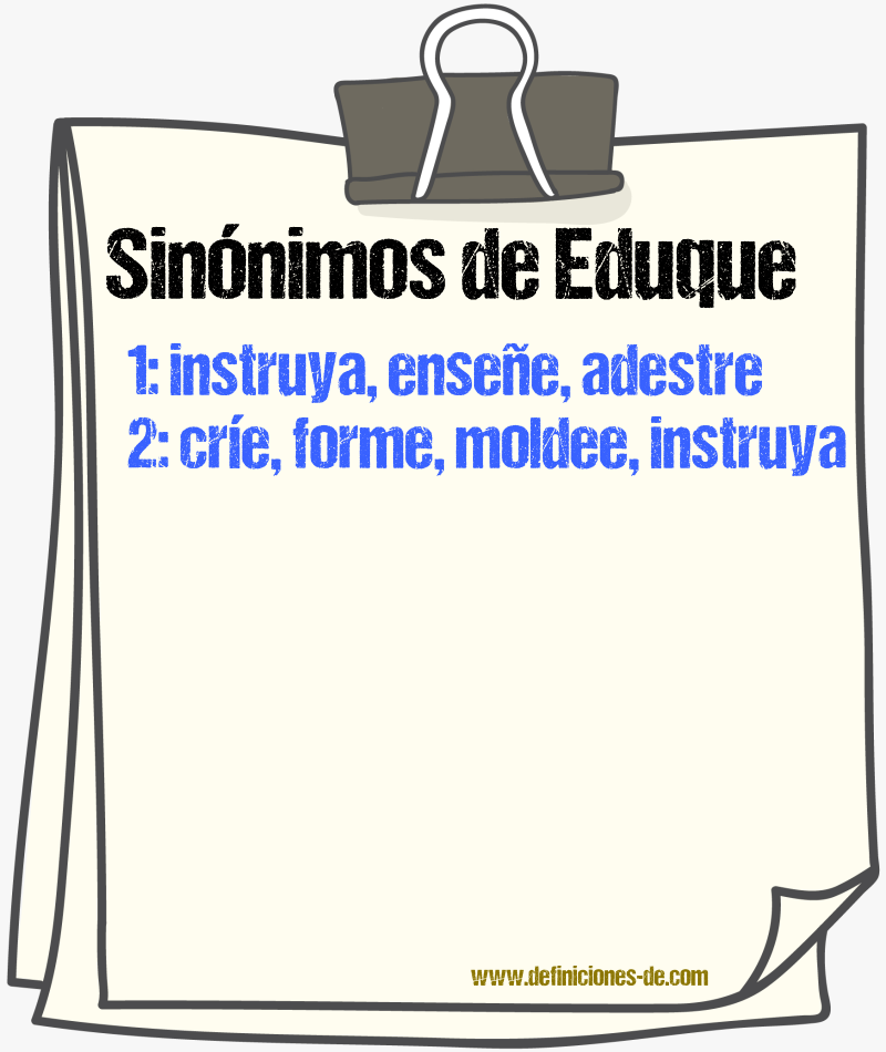 Sinónimos de eduque