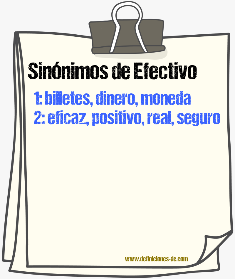 Sinnimos de efectivo