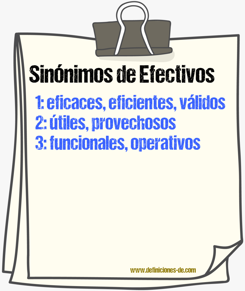 Sinónimos de efectivos