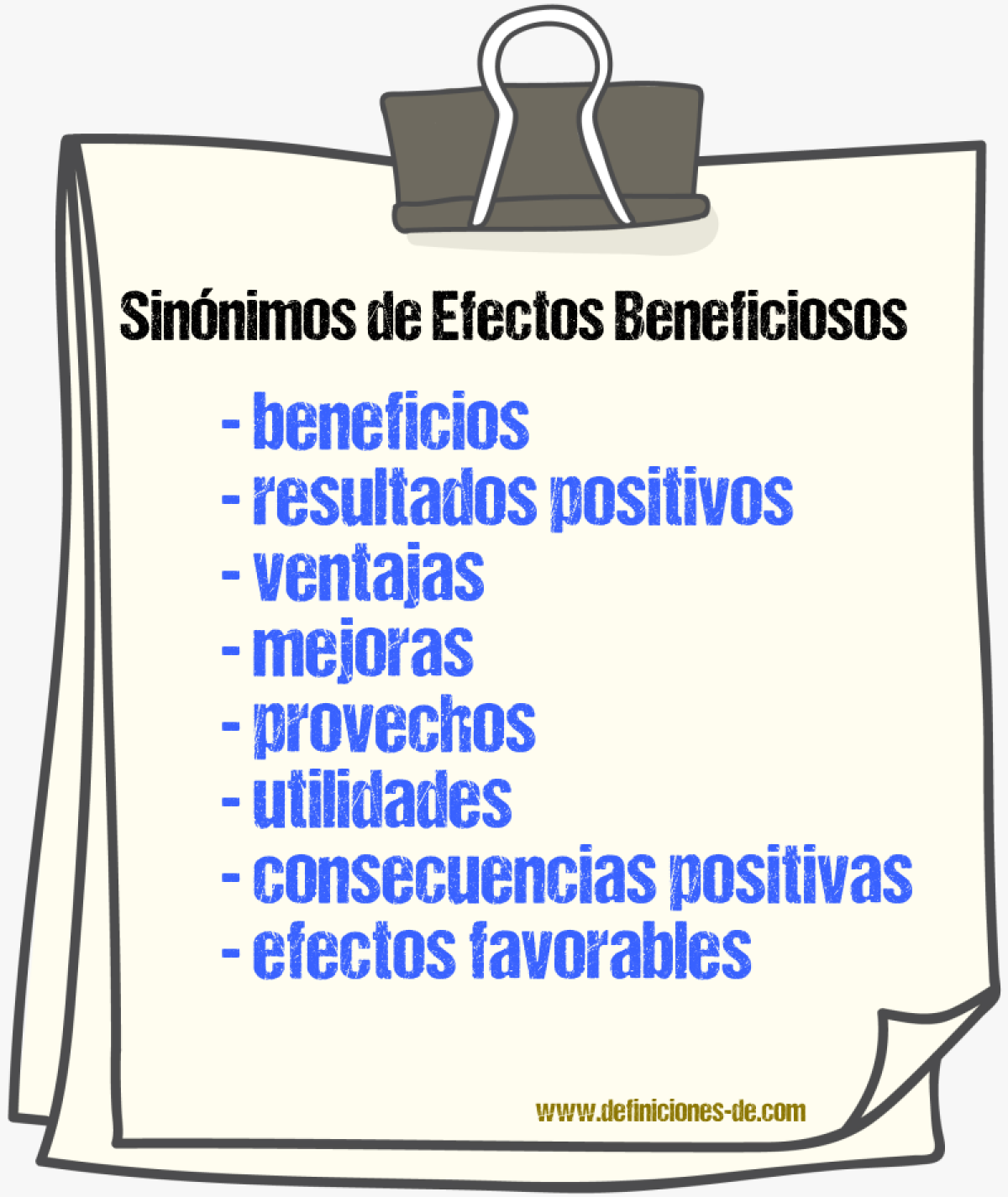 Sinónimos de efectos beneficiosos