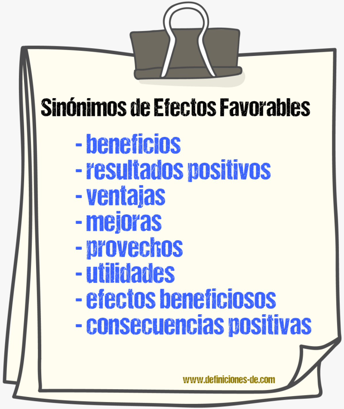 Sinónimos de efectos favorables