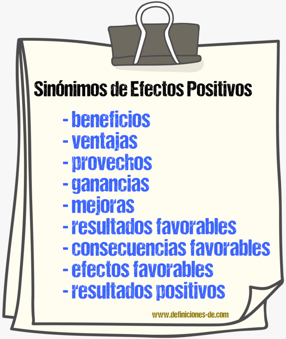 Sinónimos de efectos positivos