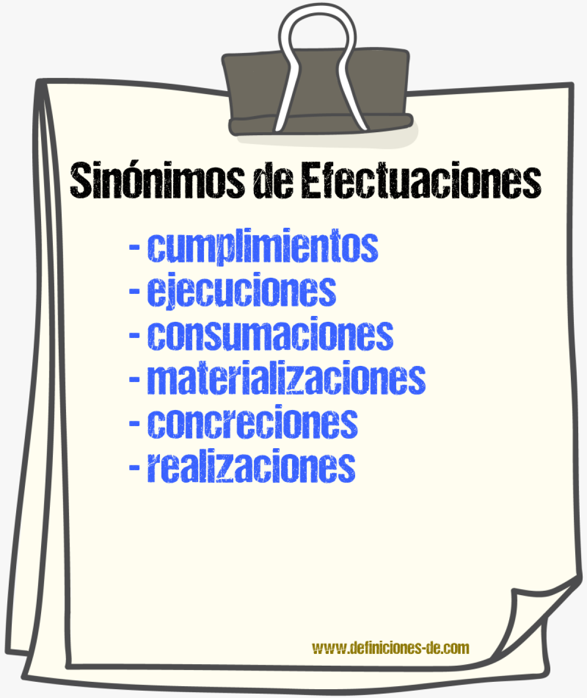 Sinónimos de efectuaciones