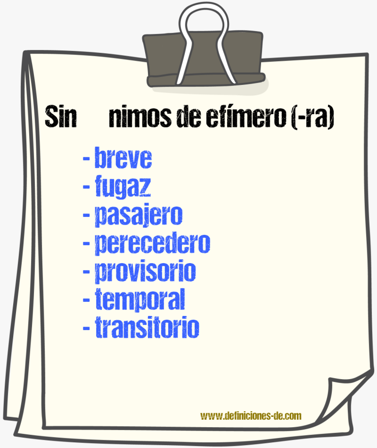 Sinnimos de efmero