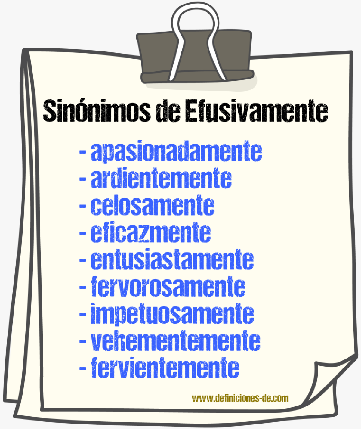 Sinnimos de efusivamente