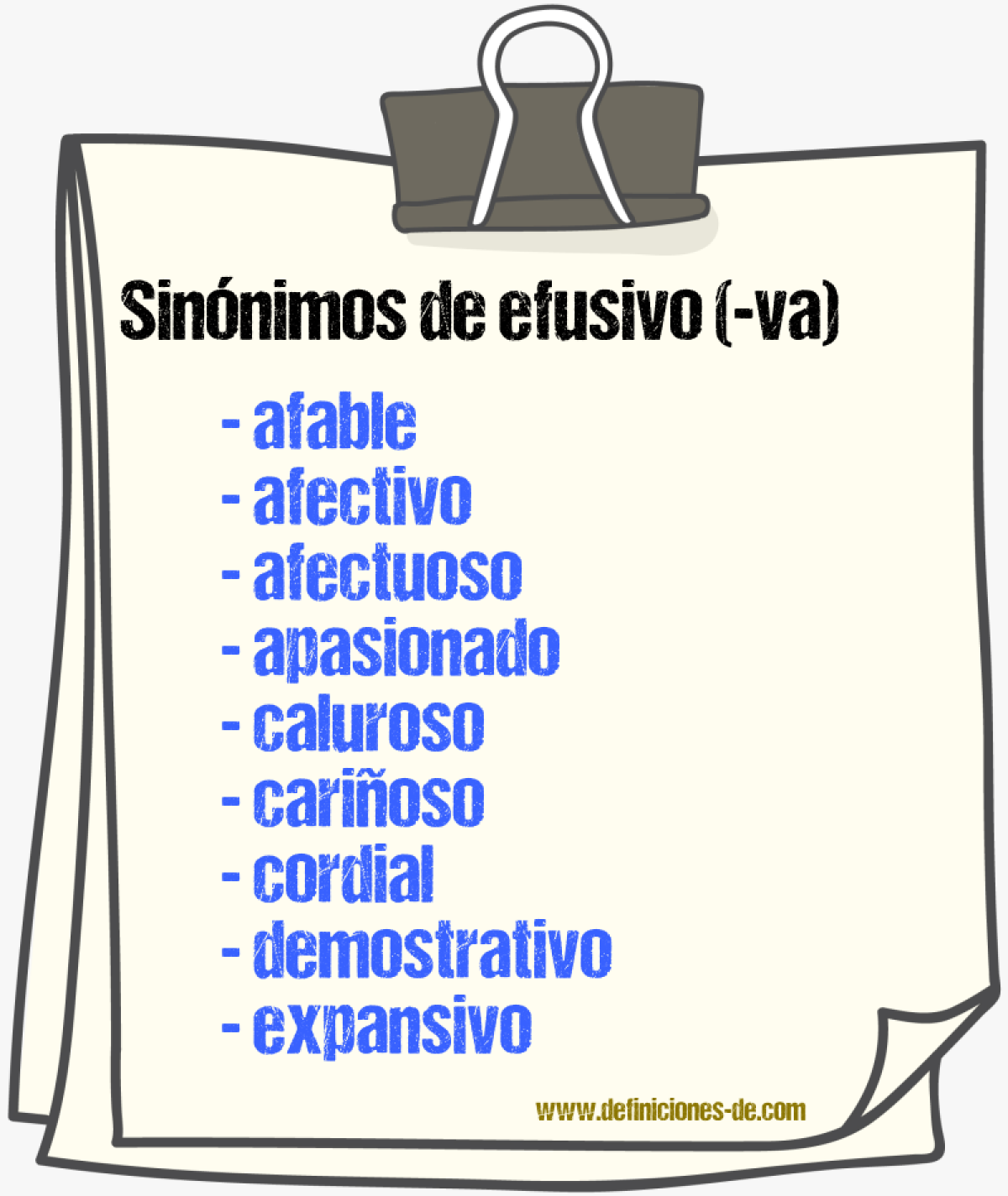 Sinnimos de efusivo