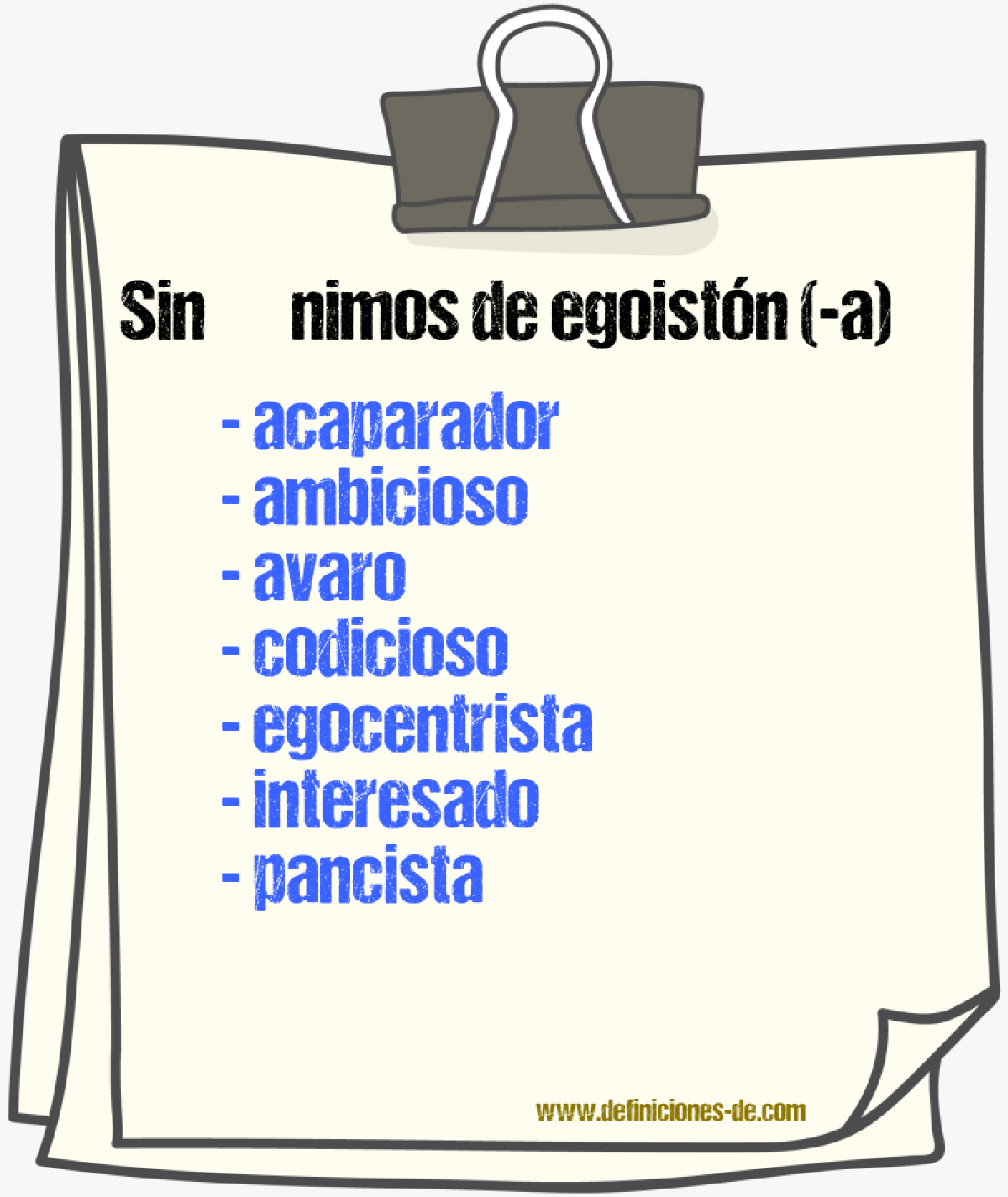 Sinnimos de egoistn