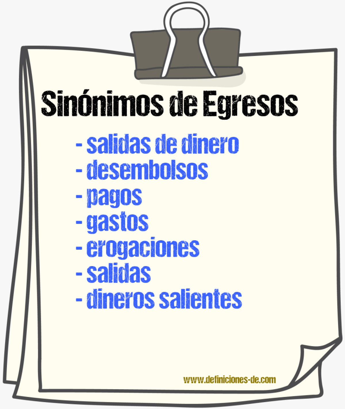 Sinónimos de egresos