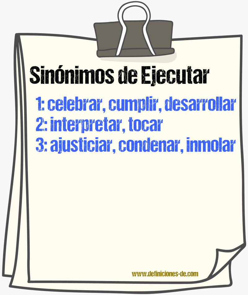 Sinnimos de ejecutar