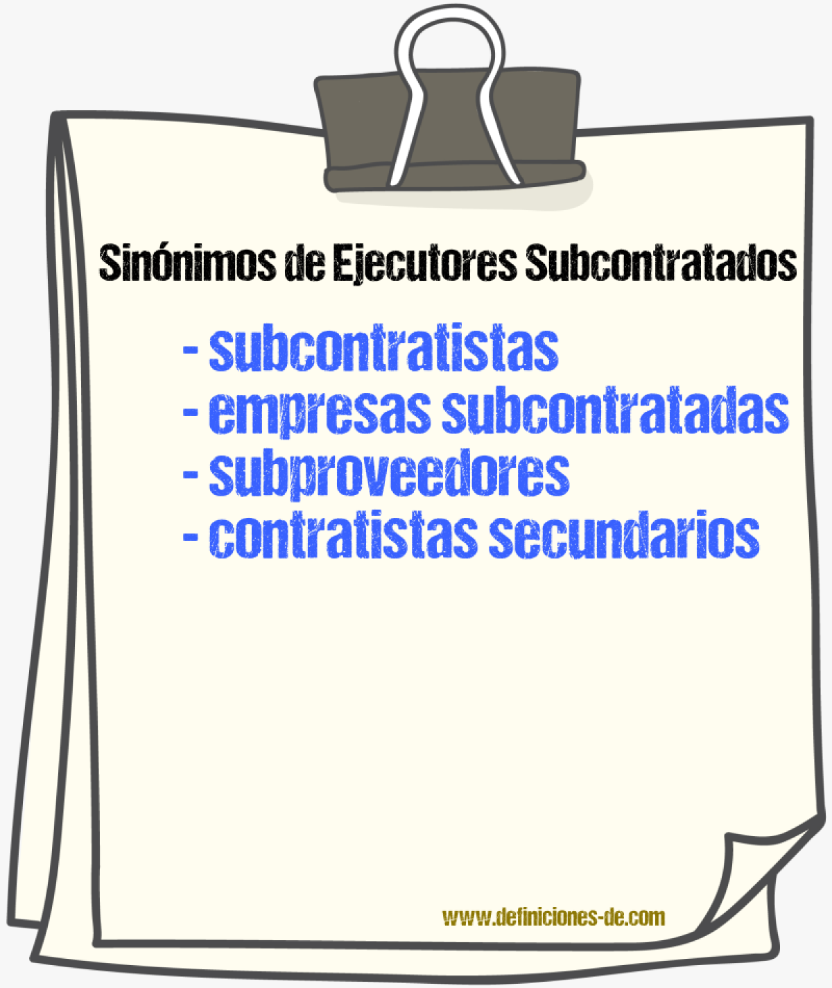 Sinónimos de ejecutores subcontratados