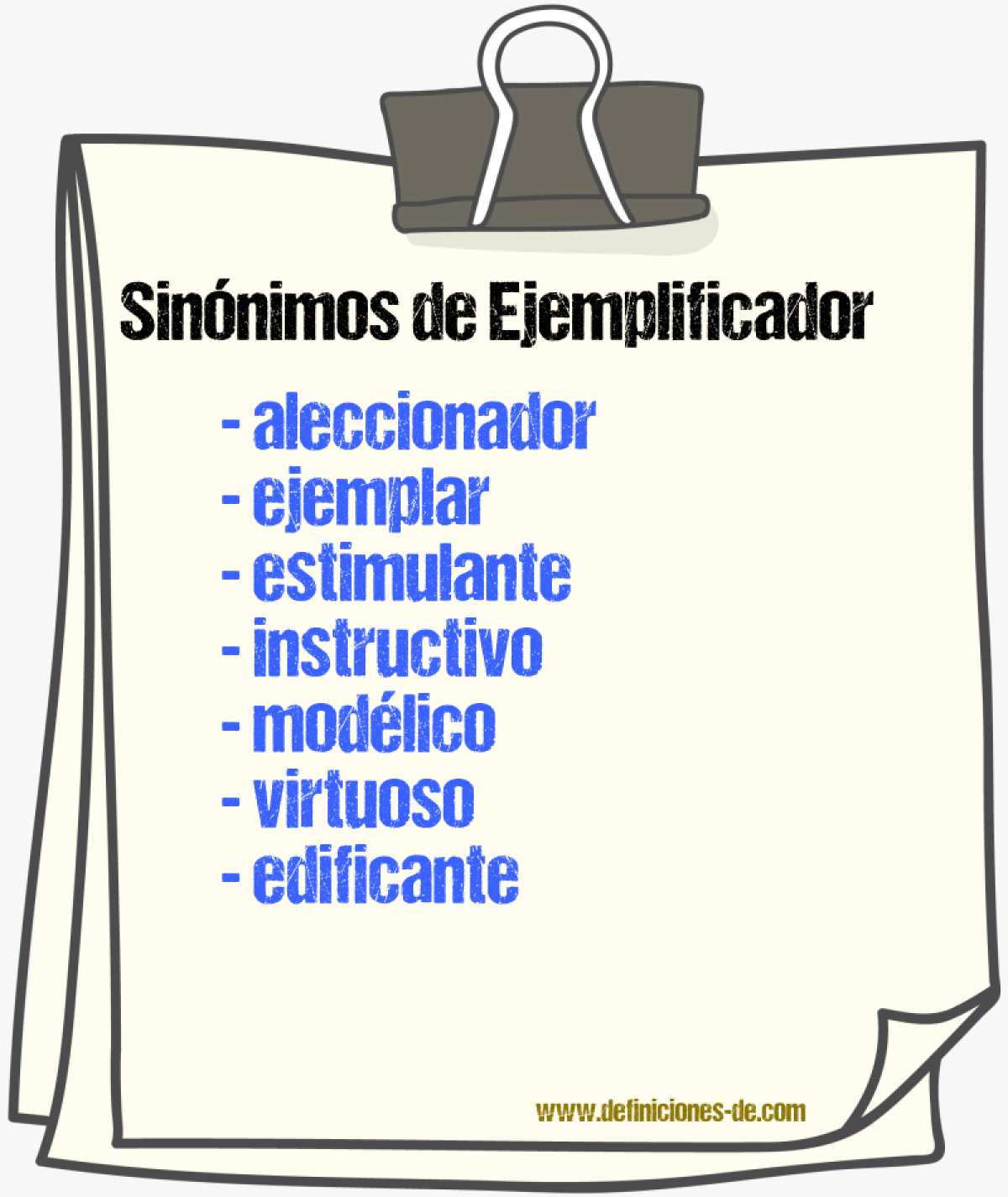 Sinnimos de ejemplificador