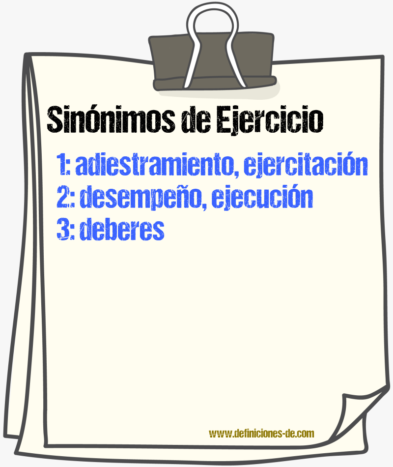 Sinnimos de ejercicio