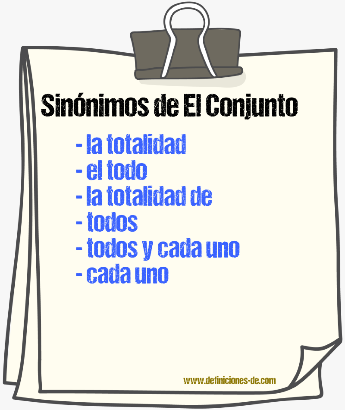 Sinónimos de el conjunto