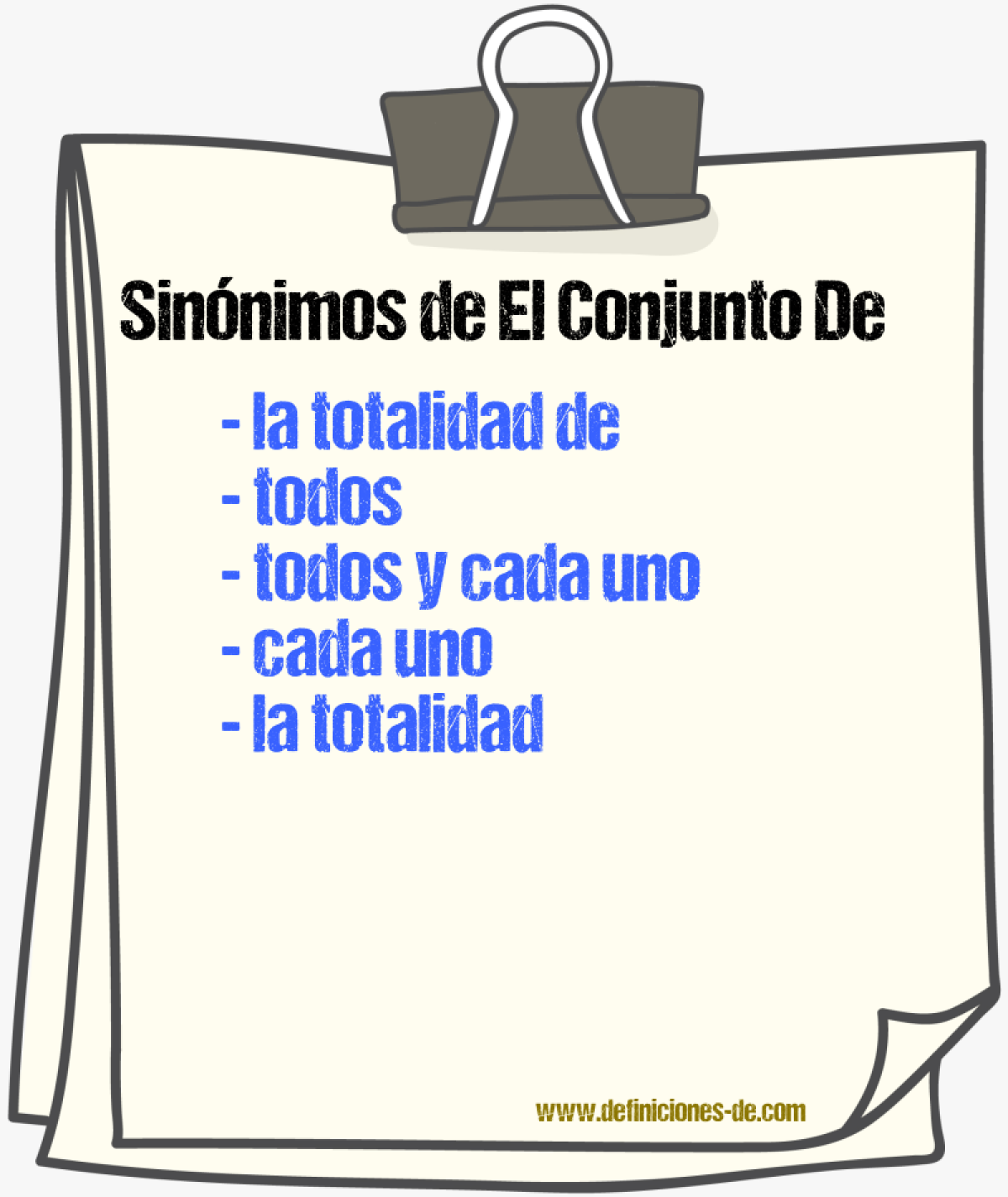 Sinónimos de el conjunto de