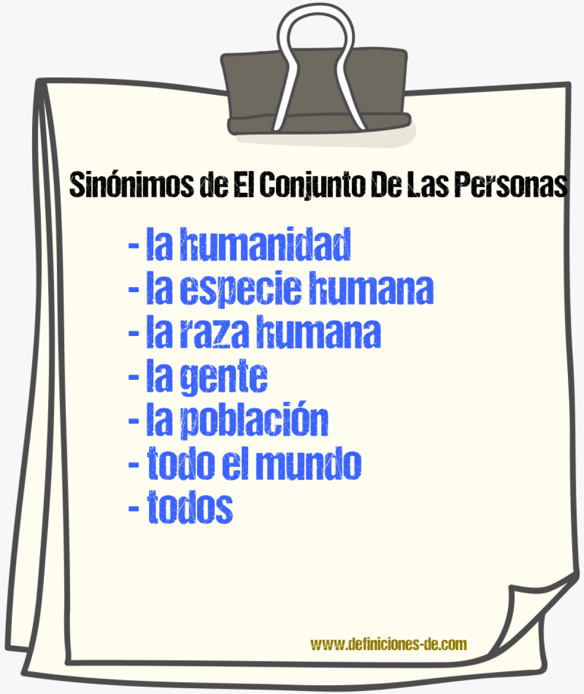 Sinónimos de el conjunto de las personas