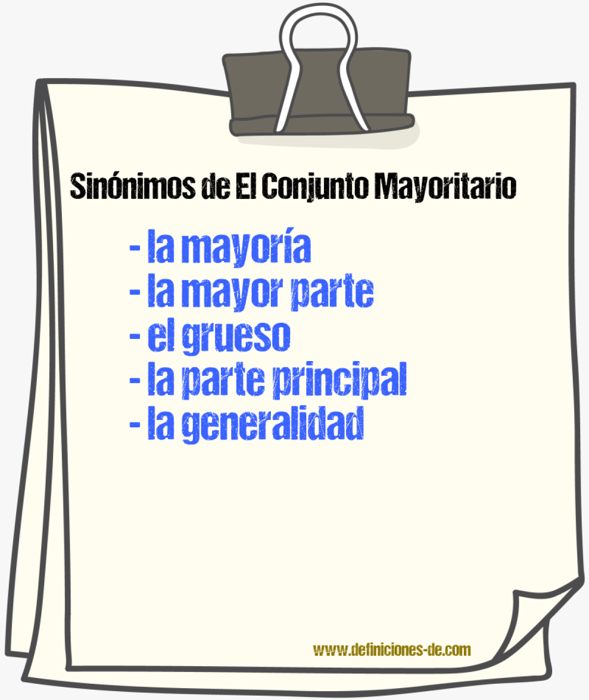 Sinónimos de el conjunto mayoritario