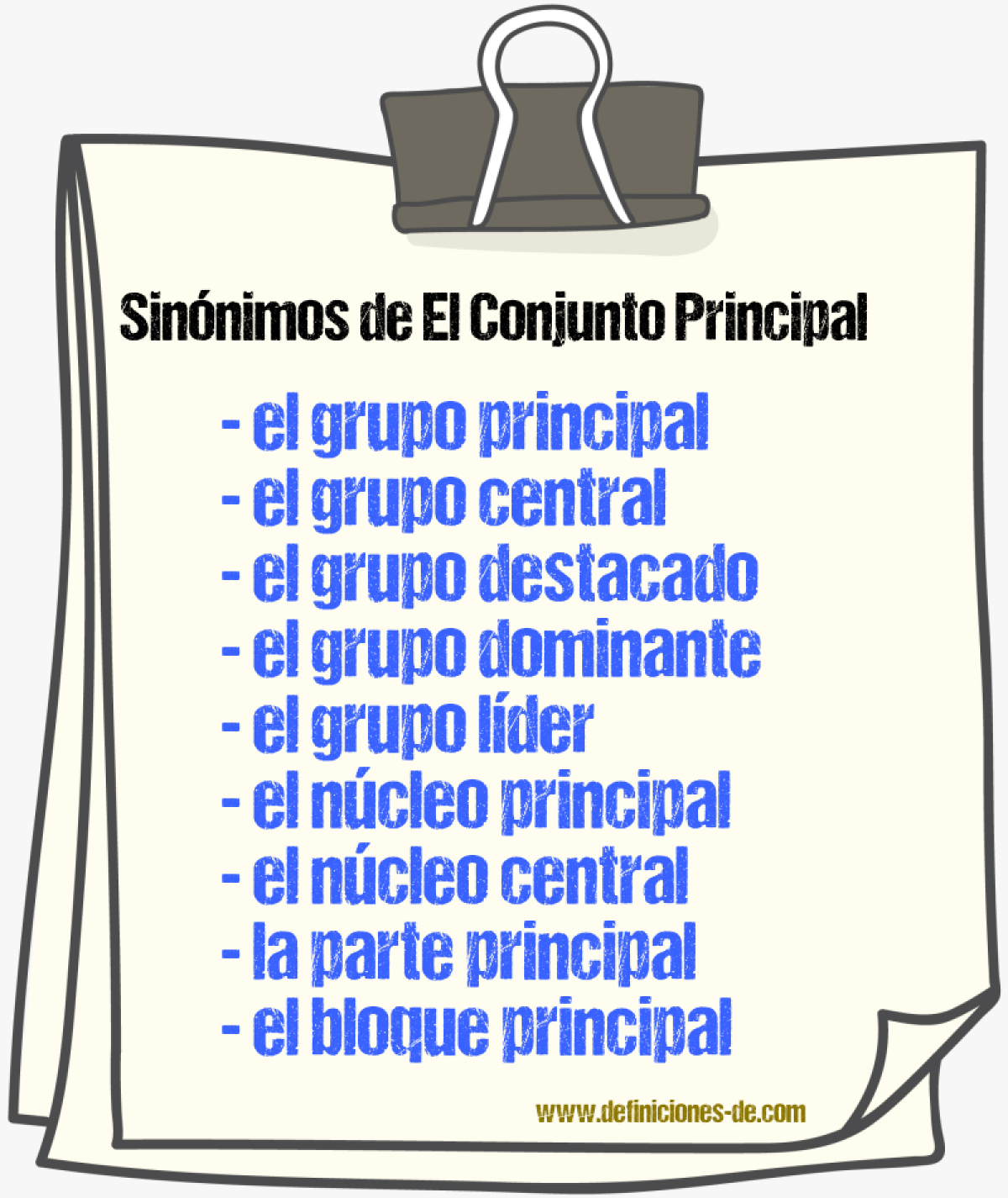 Sinónimos de el conjunto principal