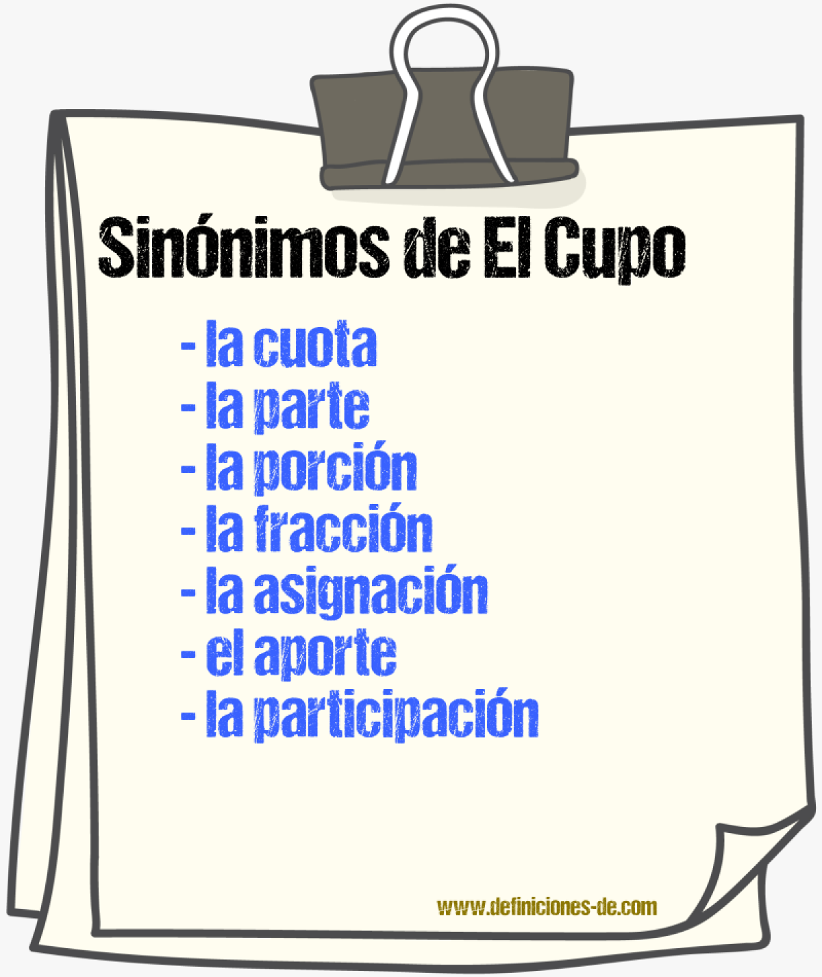 Sinónimos de el cupo