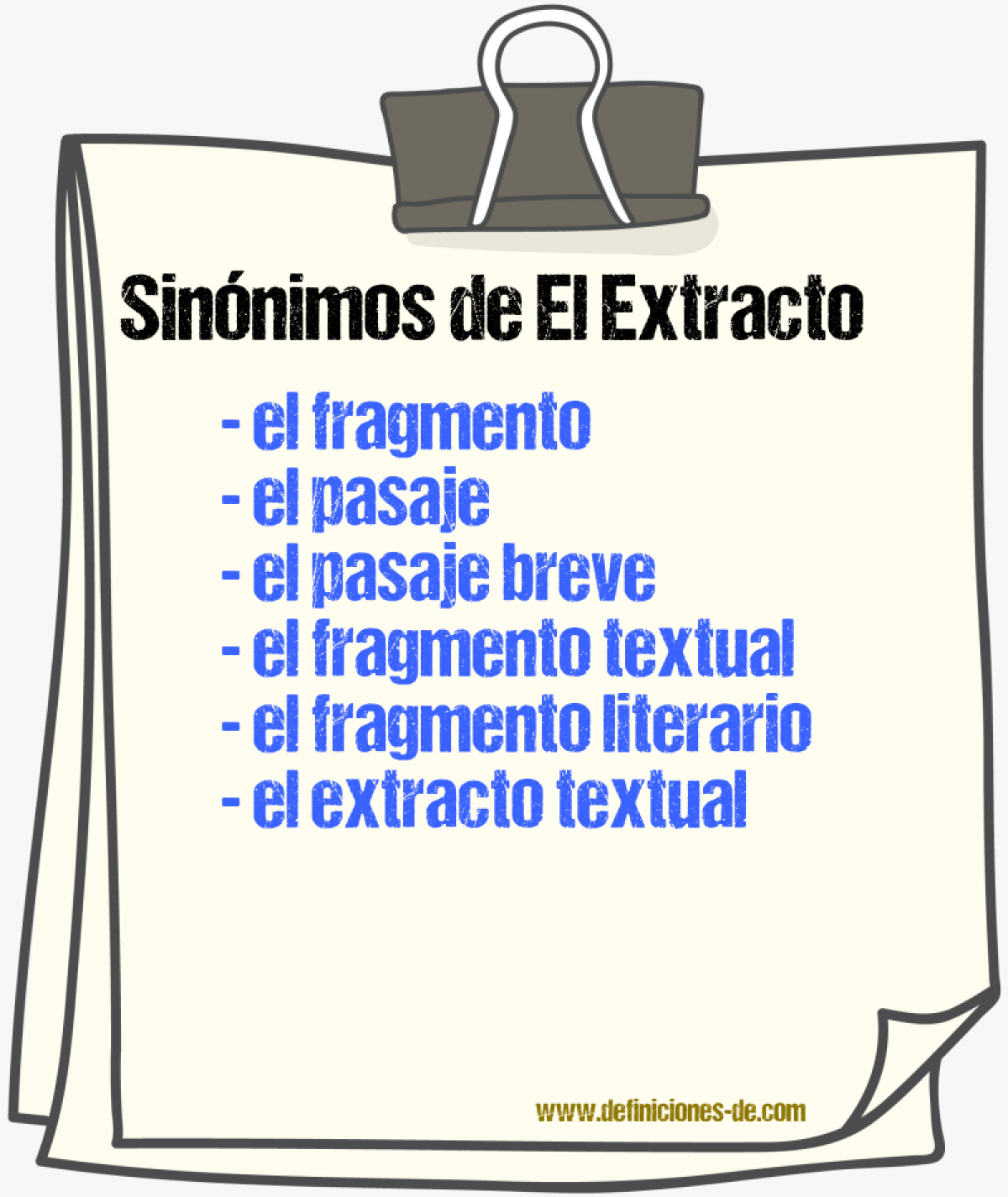 Sinónimos de el extracto