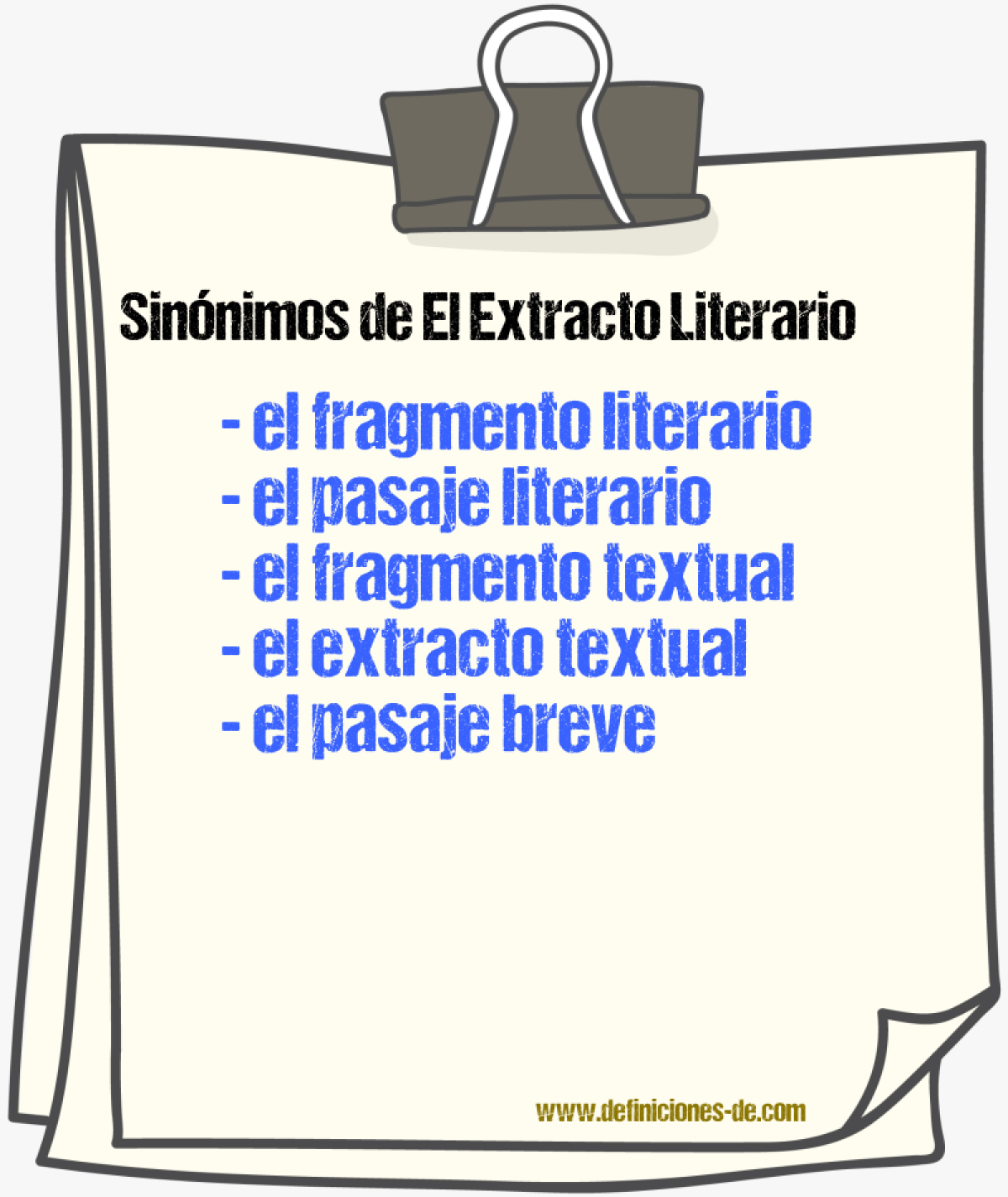 Sinónimos de el extracto literario