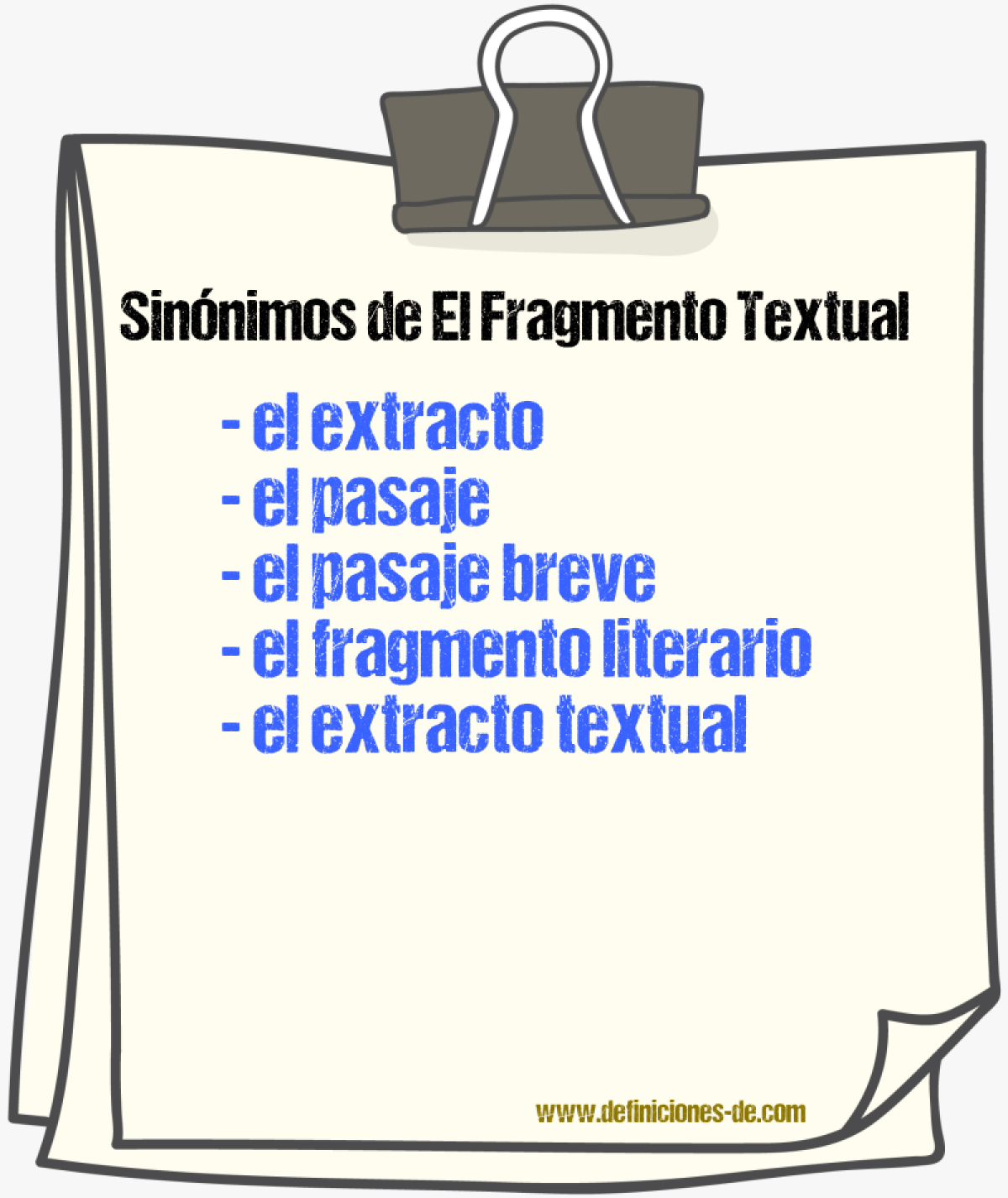 Sinónimos de el fragmento textual