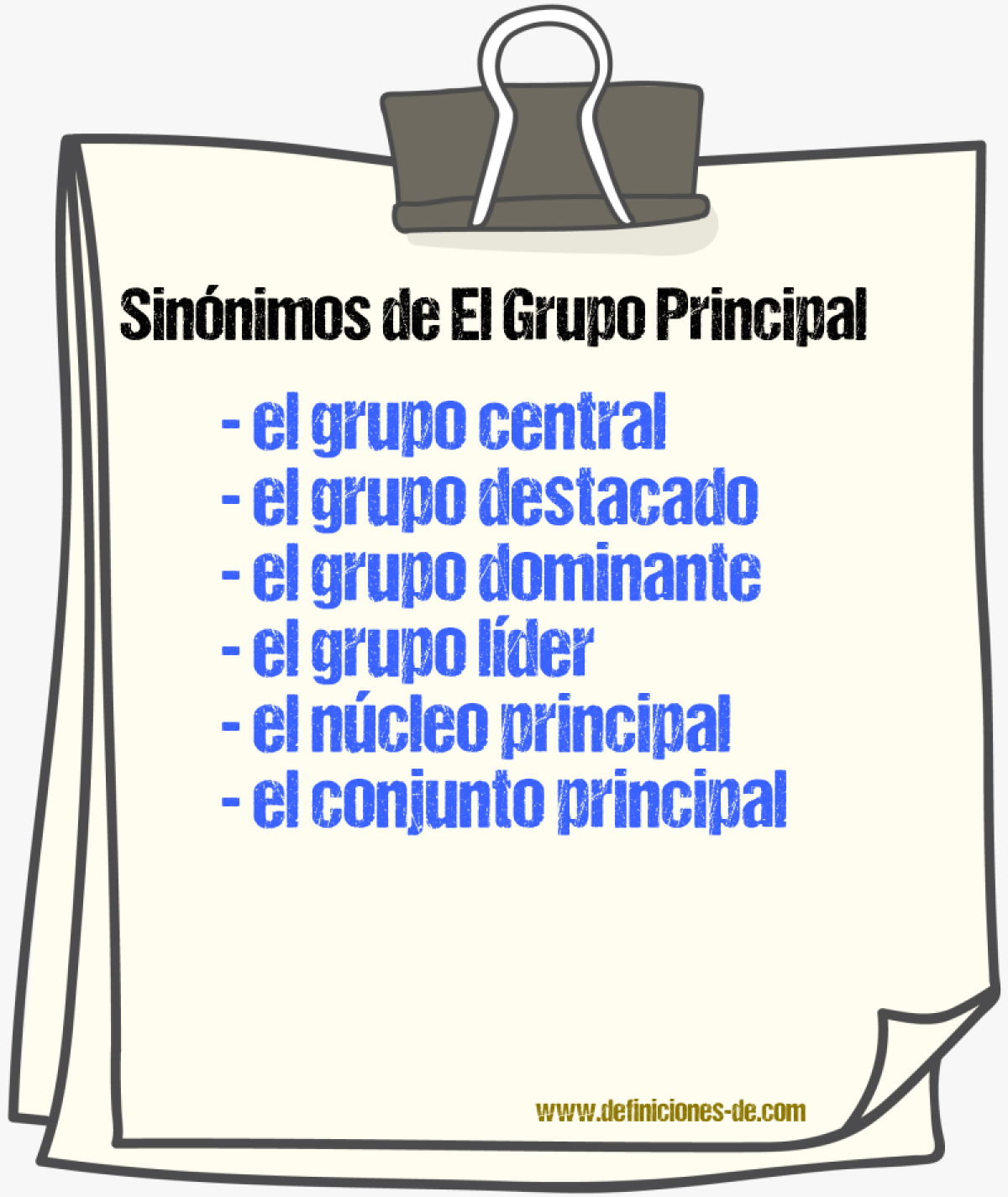 Sinónimos de el grupo principal