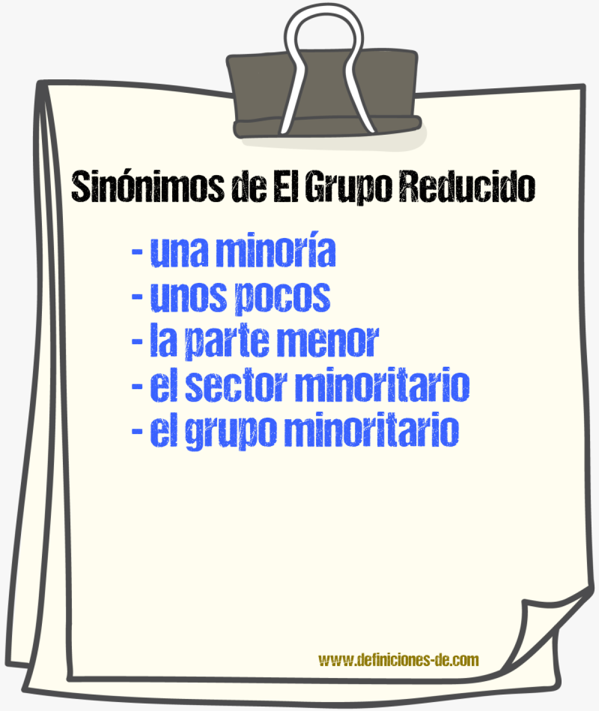 Sinónimos de el grupo reducido