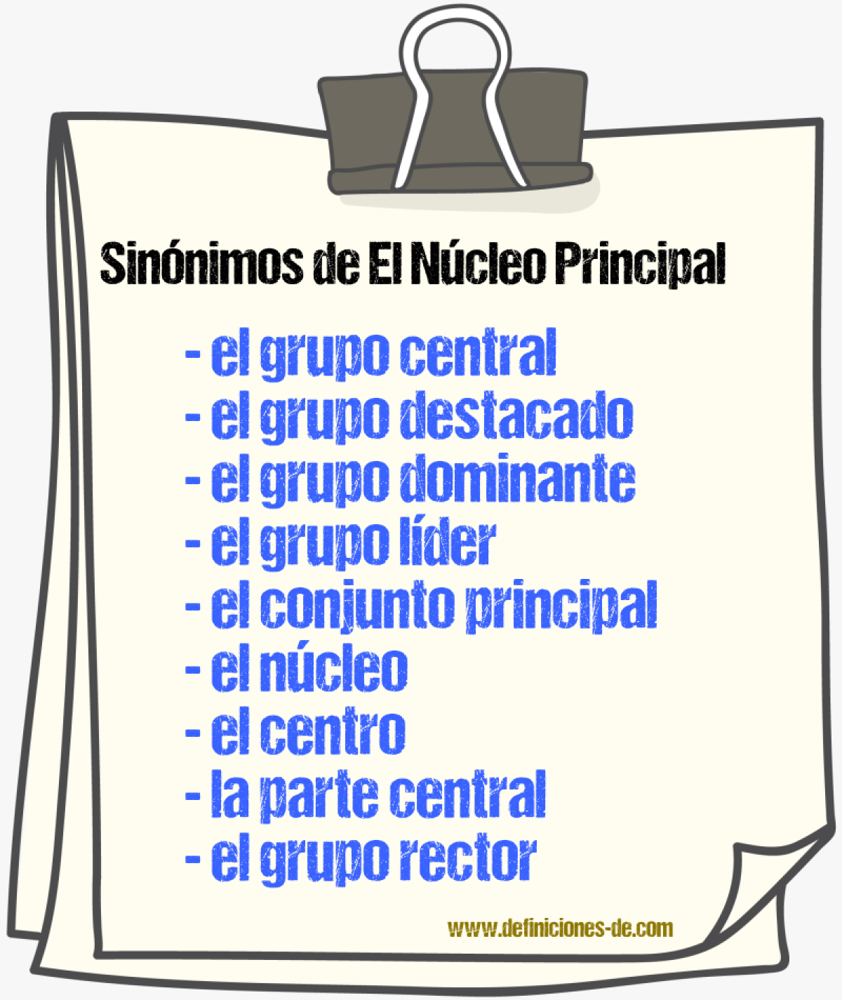 Sinónimos de el núcleo principal