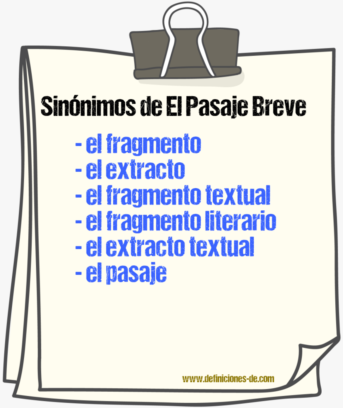 Sinónimos de el pasaje breve
