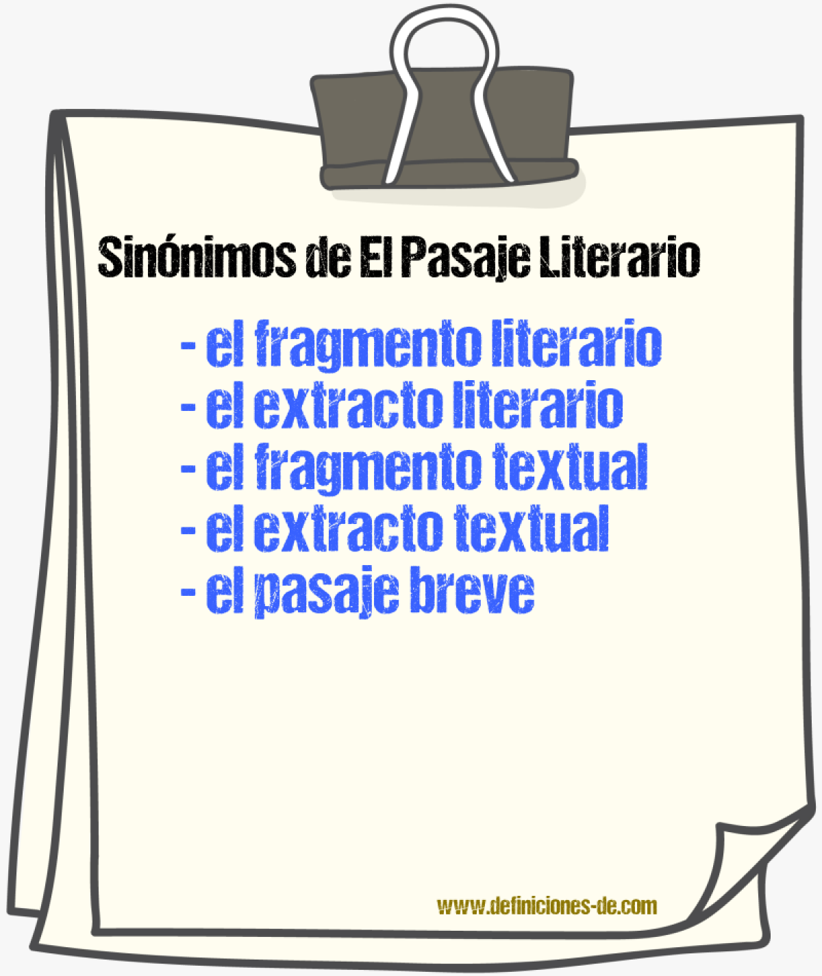 Sinónimos de el pasaje literario