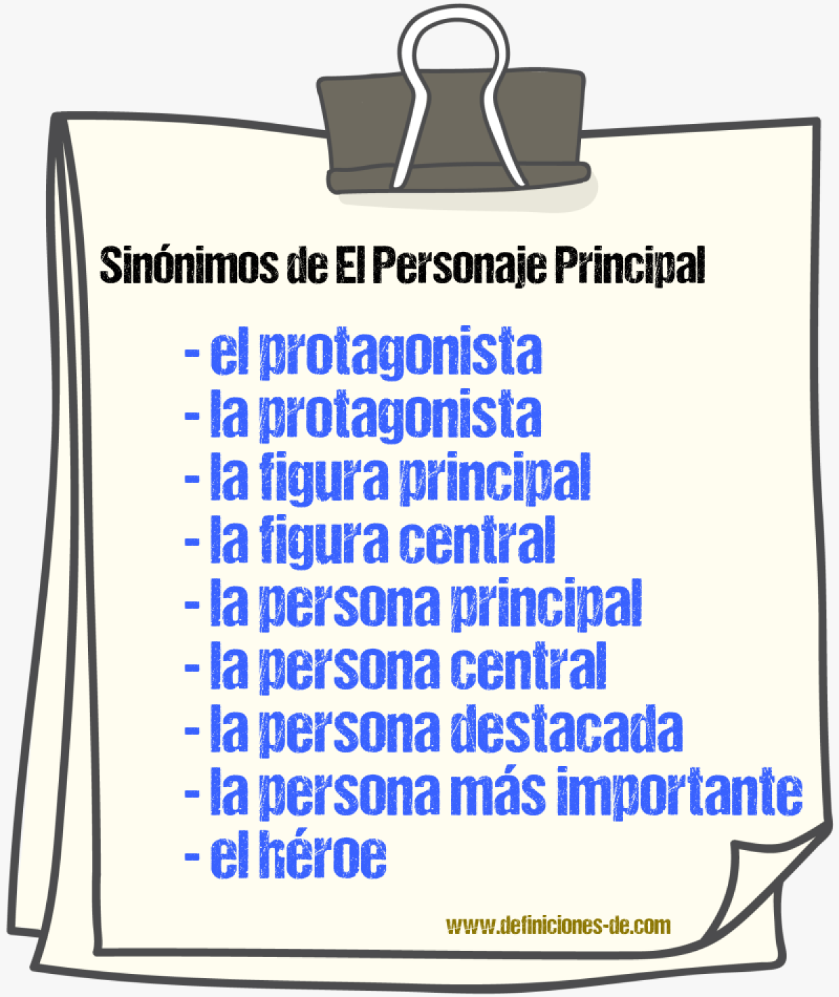 Sinónimos de el personaje principal