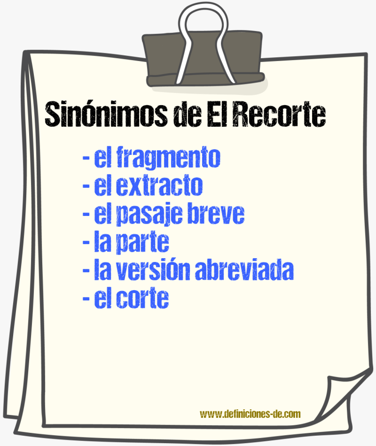 Sinónimos de el recorte