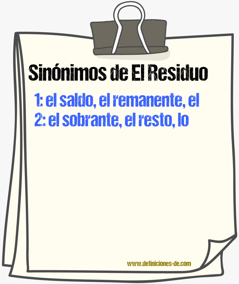 Sinónimos de el residuo