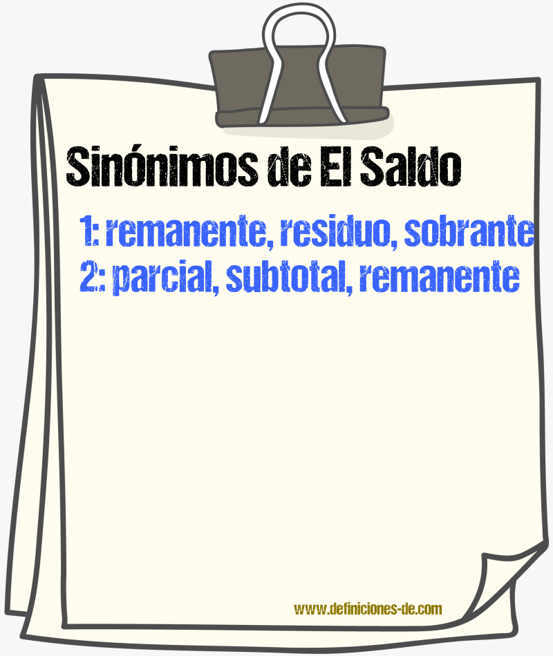 Sinónimos de el saldo