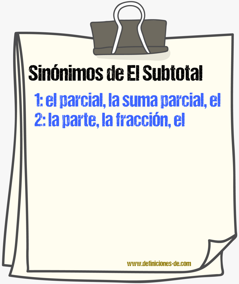 Sinónimos de el subtotal