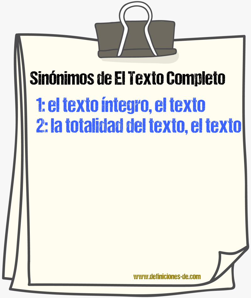 Sinónimos de el texto completo