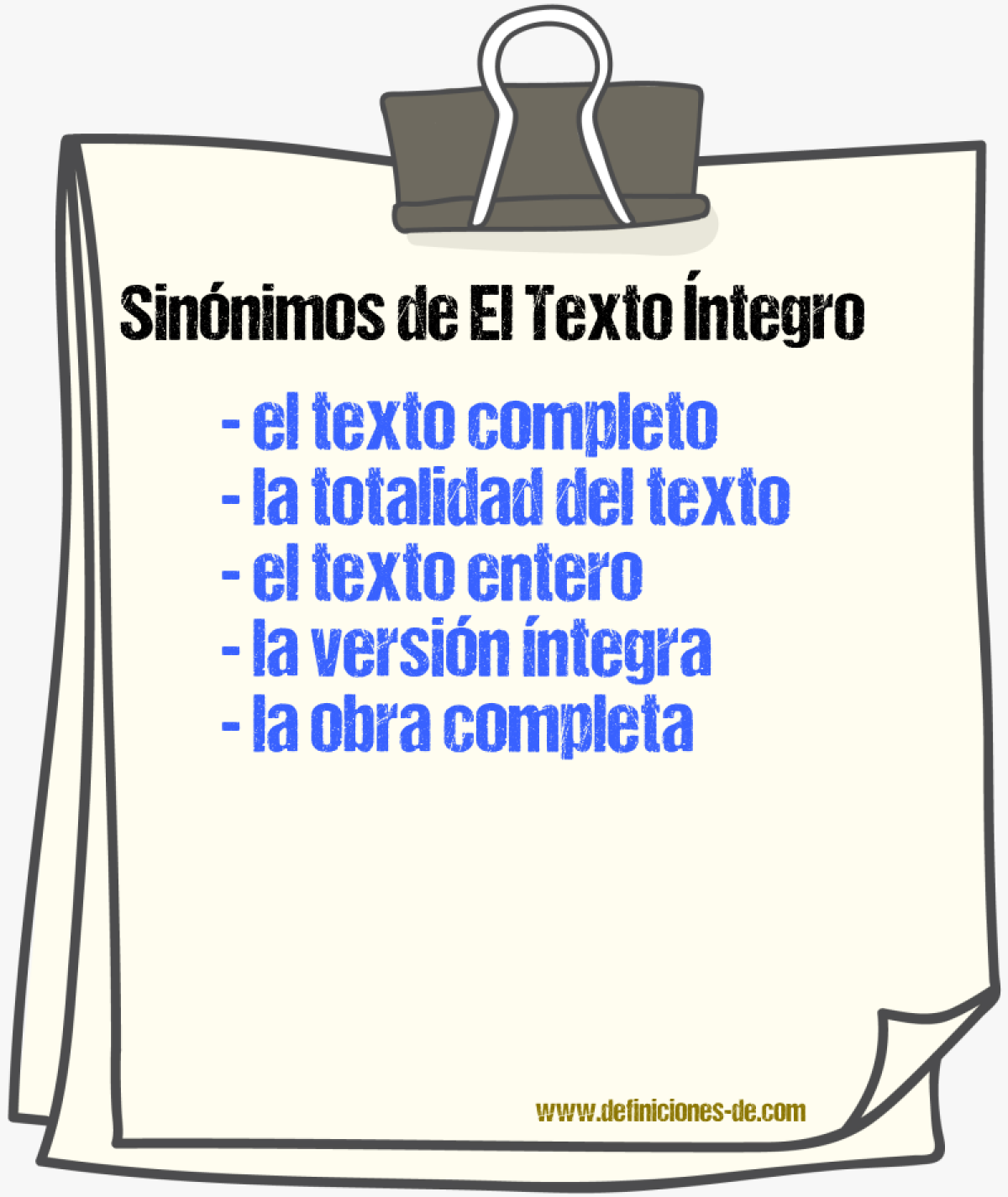 Sinónimos de el texto íntegro